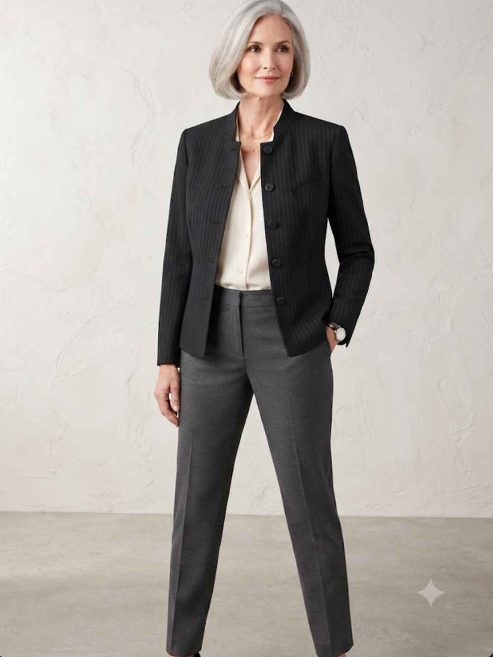 Kasper Petite Black Pinstripe Blazer Size 10P